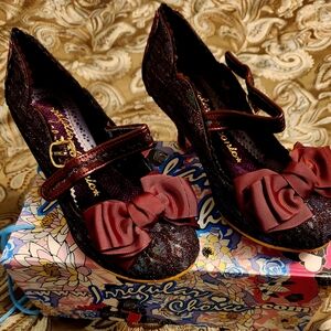 Irregular Choice Burgundy Bow Heels